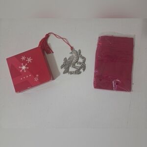 Avon 2020 Pewter Bird Christmas Chick Ornament 3" Red Tassel Original Bag/Box